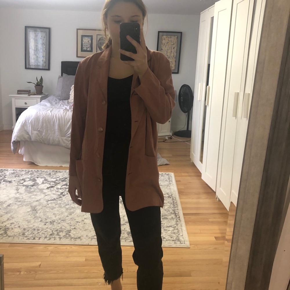 Pink suede blazer